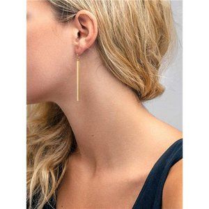 Gold Vertical Bar Dangle Earrings - Geometric Minimalist Jewelry